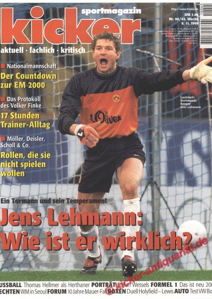 Kicker Sportmagazin Nr. 90, 8.11.1999 bis 14.11.1999