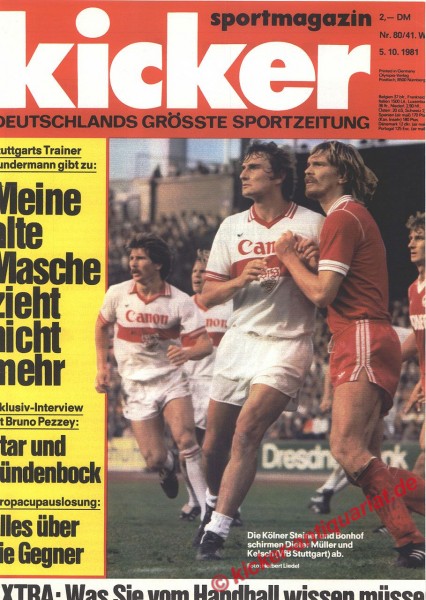Kicker Sportmagazin Nr. 80, 5.10.1981 bis 11.10.1981