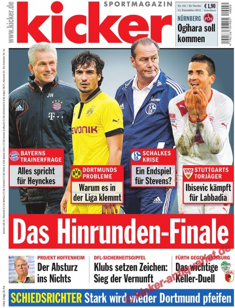 Kicker Sportmagazin Nr. 101, 13.12.2012 bis 19.12.2012