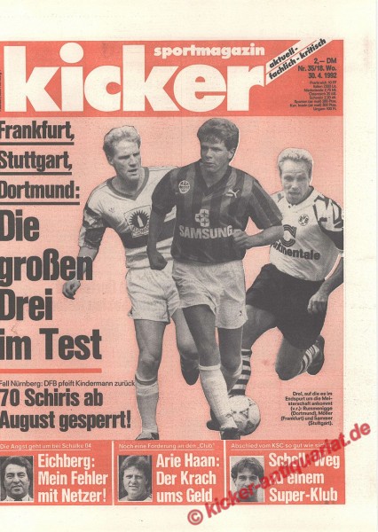 Kicker Sportmagazin Nr. 35, 30.4.1992 bis 6.5.1992
