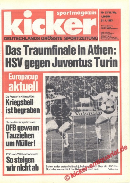 Kicker Sportmagazin Nr. 33, 21.4.1983 bis 27.4.1983