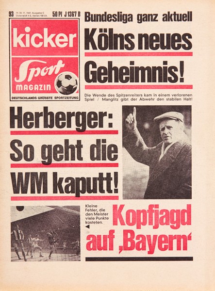 Kicker Sportmagazin Nr. 93, 19.11.1969 bis 25.11.1969