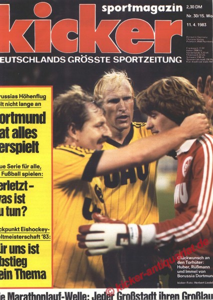 Kicker Sportmagazin Nr. 30, 11.4.1983 bis 17.4.1983