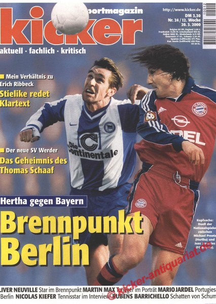 Kicker Sportmagazin Nr. 24, 20.3.2000 bis 26.3.2000