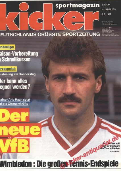 Kicker Sportmagazin Nr. 56, 6.7.1987 bis 12.7.1987