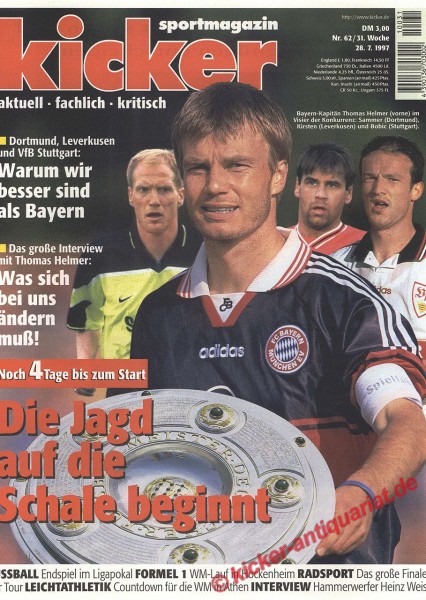 Bayern Kapitän Thomas Helmer. mit Kirsten, Sammer, Bobic.