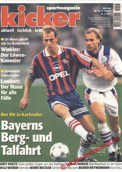 Kicker Sportmagazin Nr. 26, 24.3.1997 bis 30.3.1997