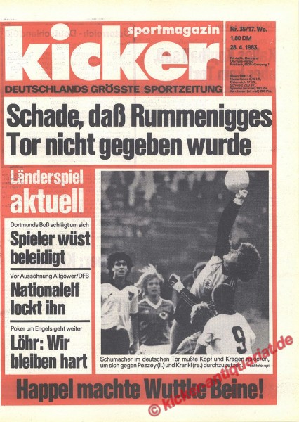 Kicker Sportmagazin Nr. 35, 28.4.1983 bis 4.5.1983