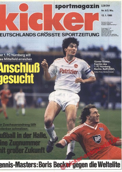 Kicker Sportmagazin Nr. 6, 13.1.1986 bis 19.1.1986