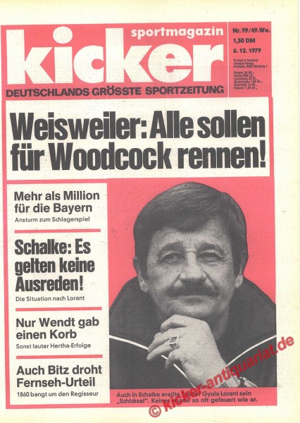 Kicker Sportmagazin Nr. 99, 6.12.1979 bis 12.12.1979