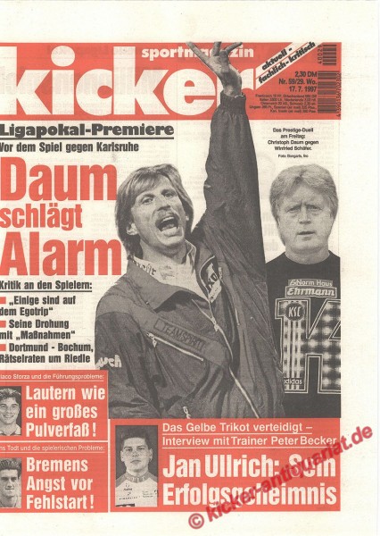Kicker Sportmagazin Nr. 59, 17.7.1997 bis 23.7.1997