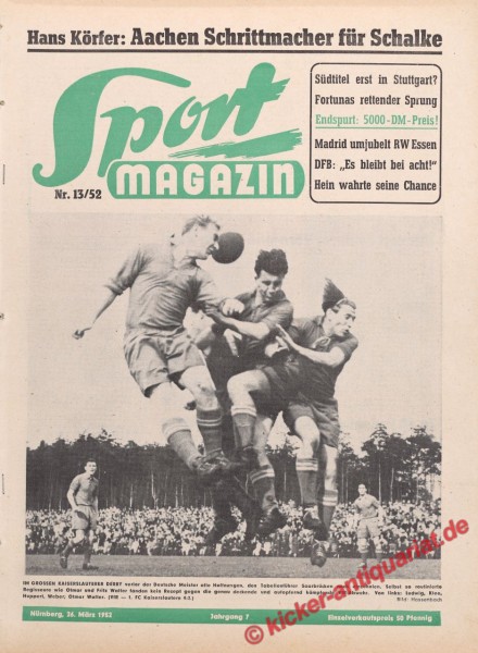 Sportmagazin Nr. 13A, 26.3.1952 bis 1.4.1952