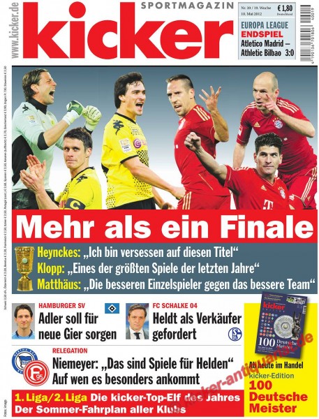 Kicker Sportmagazin Nr. 39, 10.5.2012 bis 16.5.2012