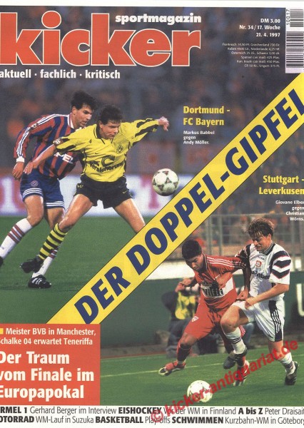 Kicker Sportmagazin Nr. 34, 21.4.1997 bis 27.4.1997
