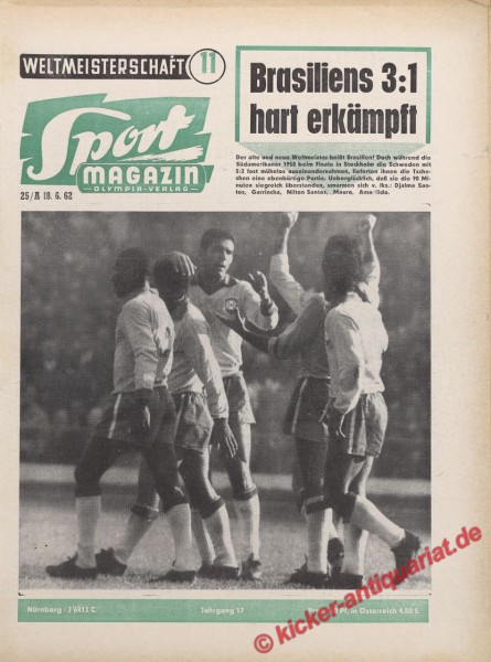 Weltmeisterschaft 1962 Heft Nummer 11: Brasilien 3.1 hart erkämpft