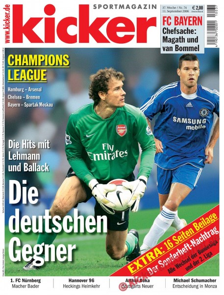 Kicker Sportmagazin Nr. 74, 11.9.2006 bis 17.9.2006