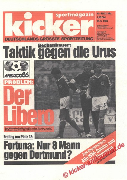 Kicker Sportmagazin Nr. 45, 29.5.1986 bis 4.6.1986
