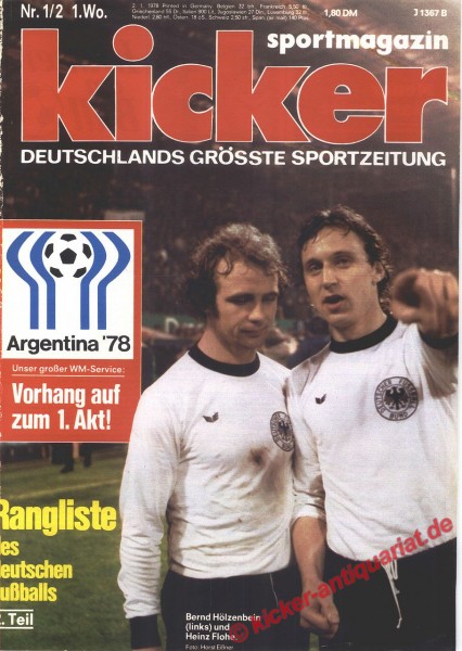 Kicker Sportmagazin Nr. 1, 2.1.1978 bis 8.1.1978