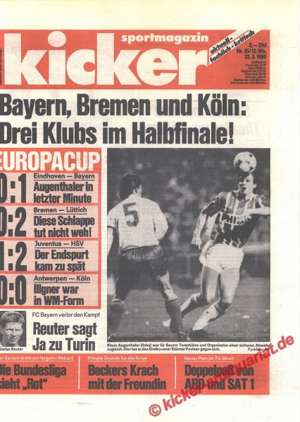 Kicker Sportmagazin Nr. 25, 22.3.1990 bis 28.3.1990