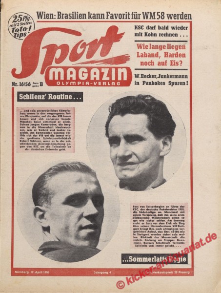 Sportmagazin Nr. 16B, 19.4.1956 bis 25.4.1956