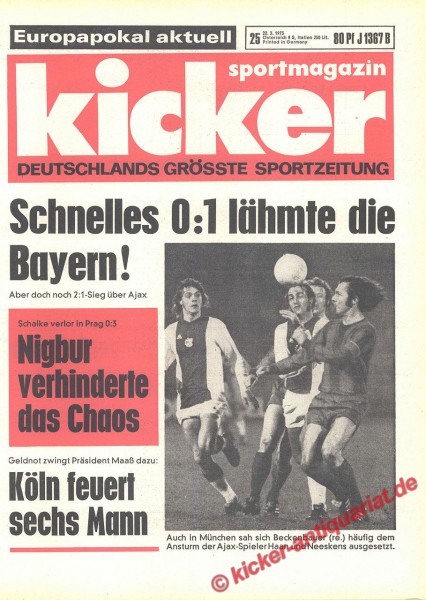 Kicker Sportmagazin Nr. 25, 22.3.1973 bis 28.3.1973