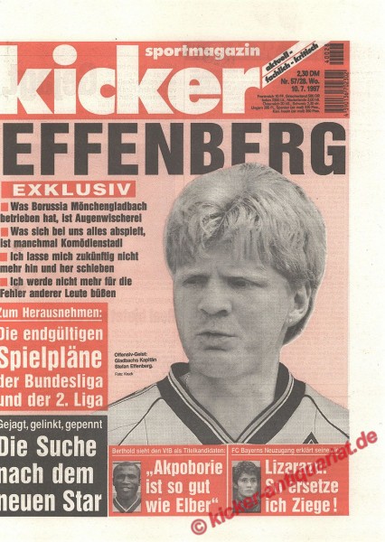 Kicker Sportmagazin Nr. 57, 10.7.1997 bis 16.7.1997