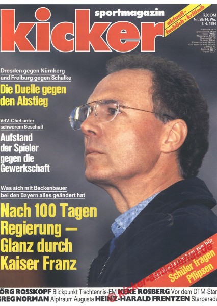 Kicker Sportmagazin Nr. 28, 4.4.1994 bis 10.4.1994