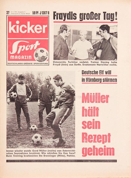 Kicker Sportmagazin Nr. 37, 8.5.1969 bis 14.5.1969
