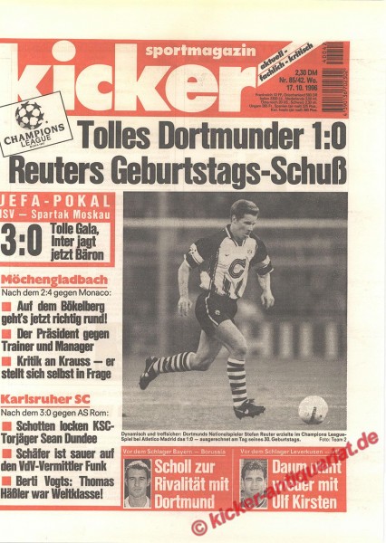 Kicker Sportmagazin Nr. 85, 17.10.1996 bis 23.10.1996