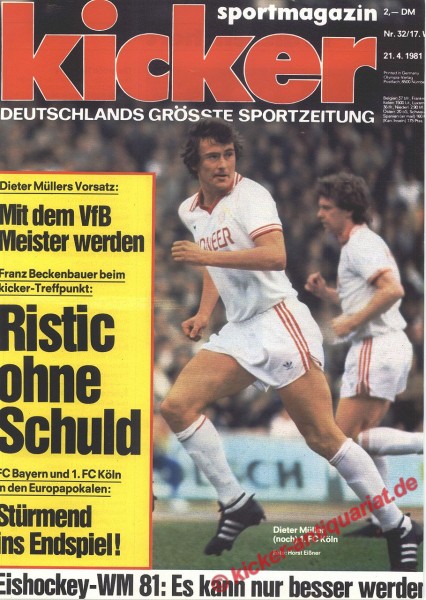 Kicker Sportmagazin Nr. 32, 21.4.1981 bis 27.4.1981