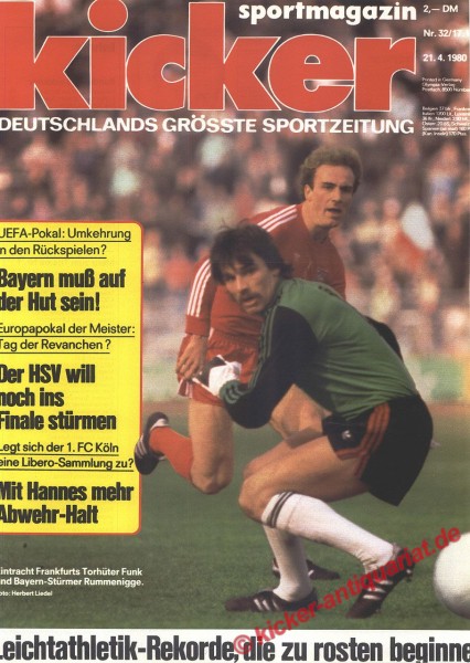 Kicker Sportmagazin Nr. 32, 21.4.1980 bis 27.4.1980