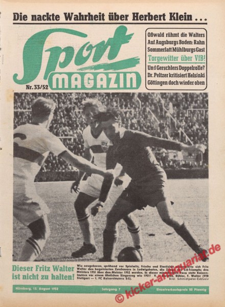 Sportmagazin Nr. 33A, 13.8.1952 bis 19.8.1952