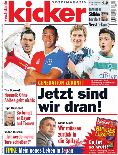 Kicker Sportmagazin Nr. 59, 16.7.2009 bis 22.7.2009