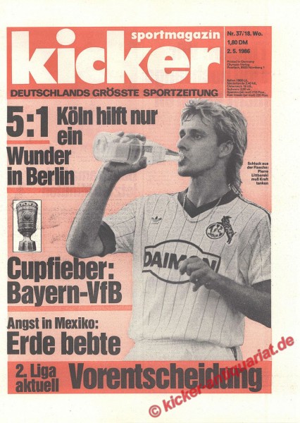 Kicker Sportmagazin Nr. 37, 2.5.1986 bis 8.5.1986