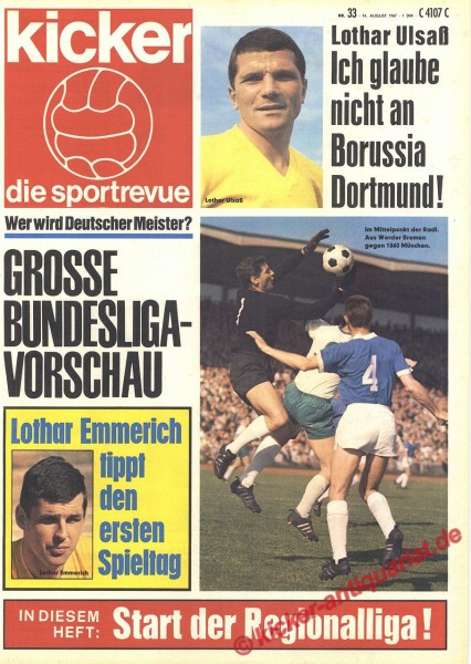 Kicker Sportrevue Nr. 33, 14.8.1967 bis 20.8.1967
