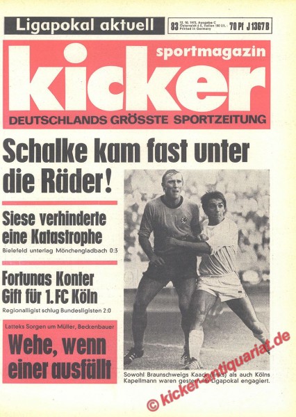 Kicker Sportmagazin Nr. 83, 12.10.1972 bis 18.10.1972