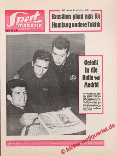 Deutscher Pokalsieger 1963: 1. FC Nürnberg? Hier Reisch, Müller und Wild.