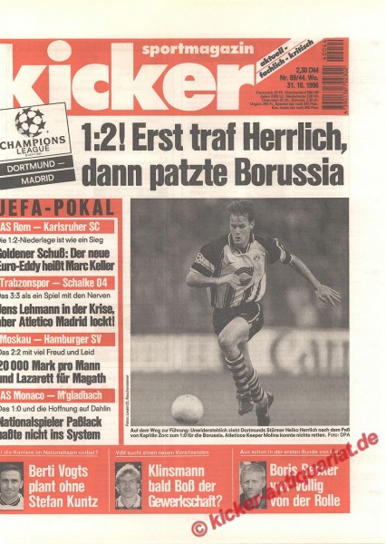 Kicker Sportmagazin Nr. 89, 31.10.1996 bis 6.11.1996