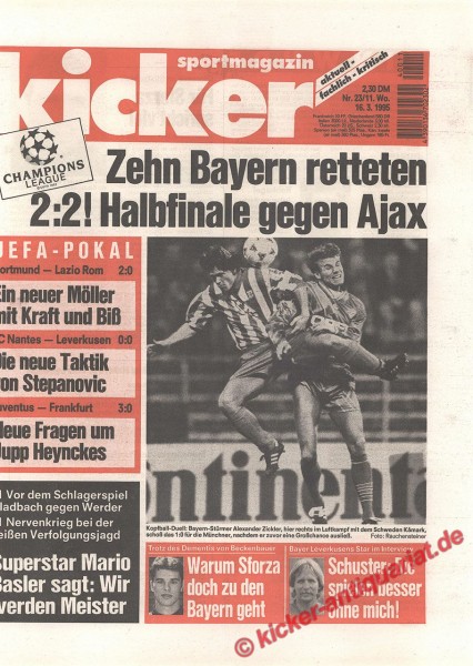 Kicker Sportmagazin Nr. 23, 16.3.1995 bis 22.3.1995