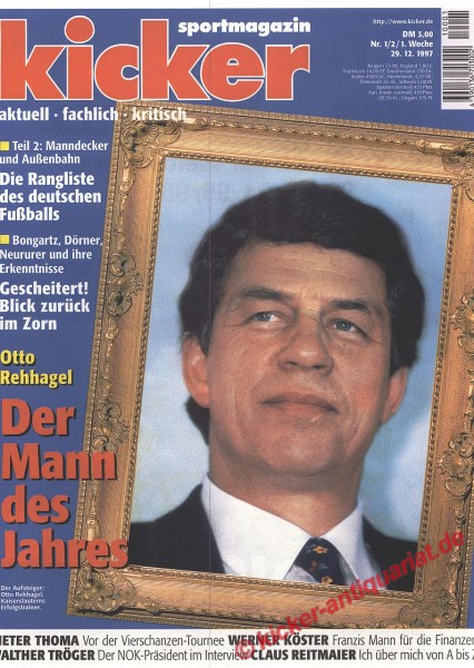 Kicker Sportmagazin Nr. 106, 29.12.1997 bis 4.1.1998