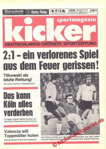 Kicker Sportmagazin Nr. 17, 23.2.1978 bis 1.3.1978