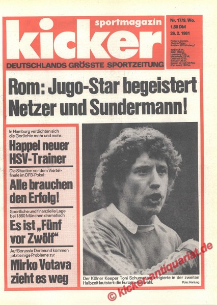Kicker Sportmagazin Nr. 17, 26.2.1981 bis 4.3.1981