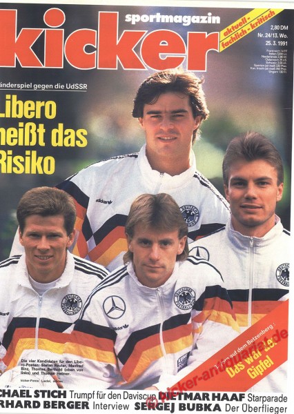 Kicker Sportmagazin Nr. 24, 25.3.1991 bis 31.3.1991