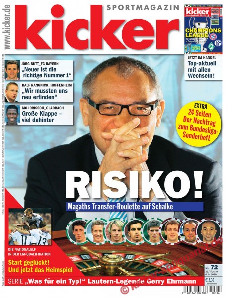 Kicker Sportmagazin Nr. 72, 6.9.2010 bis 12.9.2010