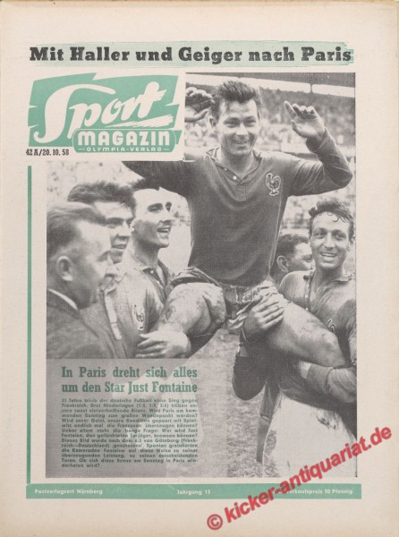 Sportmagazin Nr. 42A, 20.10.1958 bis 26.10.1958