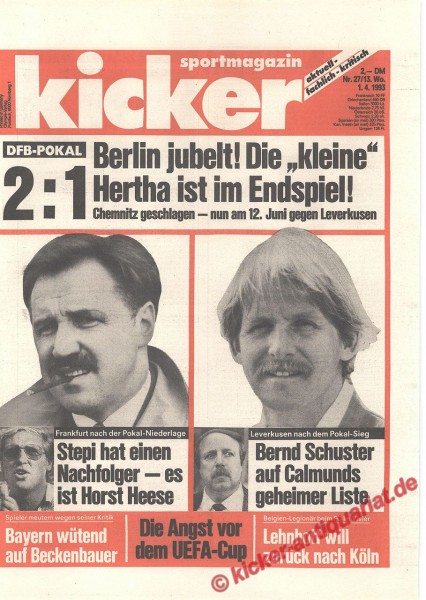 Kicker Sportmagazin Nr. 27, 1.4.1993 bis 7.4.1993