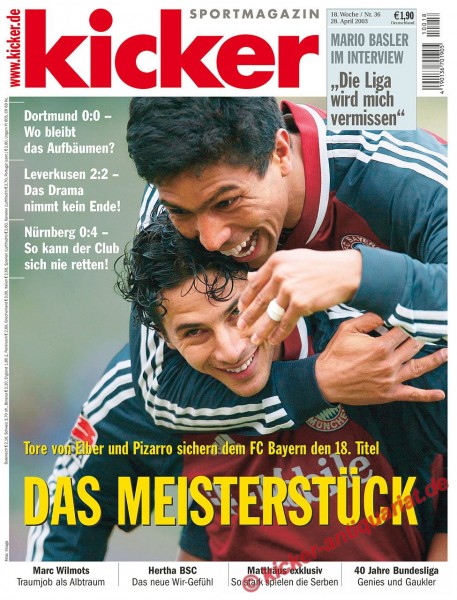 Das Meisterstück! Tore von Elber und Pizarro sichern dem FC Bayern den 18. Titel!