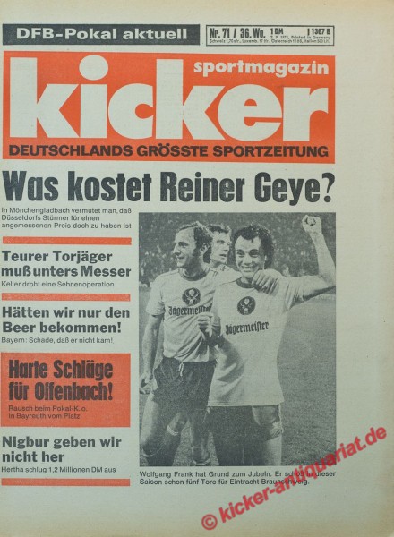 Kicker Sportmagazin Nr. 71, 2.9.1976 bis 8.9.1976