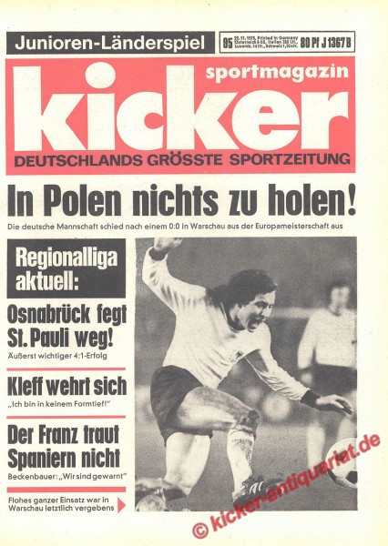 Kicker Sportmagazin Nr. 95, 22.11.1973 bis 28.11.1973