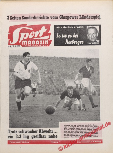 Sportmagazin Nr. 19B, 7.5.1959 bis 13.5.1959